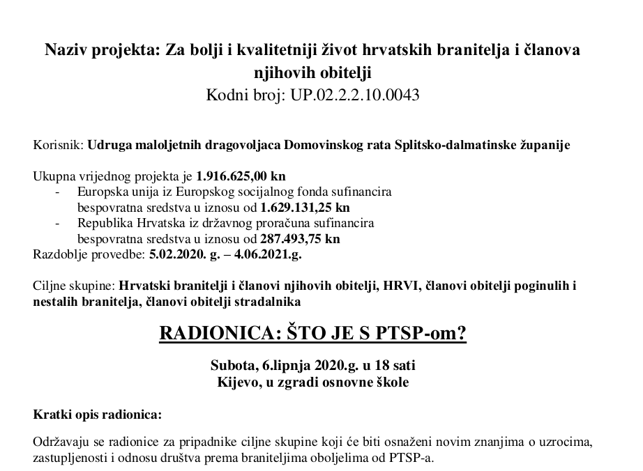 Najava radionice: "Što je s PTSP-om?" u Kijevu